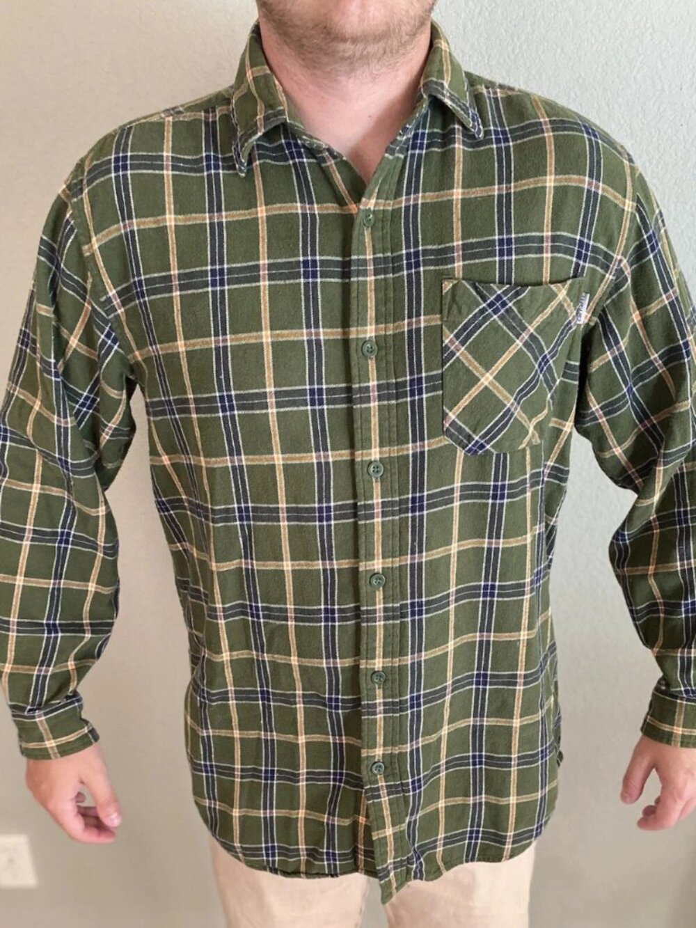 CARHARTT Men’s MEDIUM Long Sleeve Plaid Flannel Shirt Chest Pockets MINT